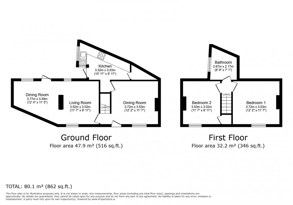 Floorplan for Pebble Cottage, Church Lane, Narborough, Leicestershire, LE19 2GL